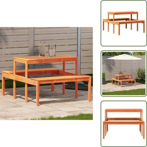 Mesa Exterior - Vidaxl Mesa De Pícnic Madera Maciza De Pino Marrón Cera 110x134x75 Cm - Jardín Mesa Exterior - Vidaxl Mesa De Pícnic Madera Maciza De Pino Marrón Cera 110x134x75 Cm - Jardín