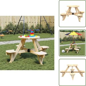 Mesa De Exterior - Vidaxl Mesa De Picnic Para 4 Niños Agujero Para Sombrilla Madera Abeto - Mesa De Jardín Mesa De Exterior - Vidaxl Mesa De Picnic Para 4 Niños Agujero Para Sombrilla Madera Abeto - Mesa De Jardín