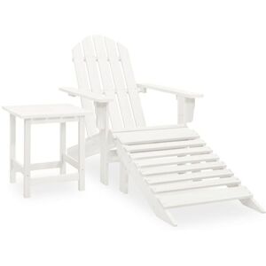 Silla de jardín Adirondack de madera de abeto maciza con otomana y mesa - Blanco Silla de jardín Adirondack de madera de abeto maciza con otomana y mesa - Blanco