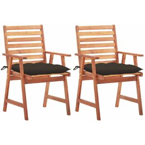 Vidaxl - Sillas Comedor De Jardín 2 Uds Madera Maciza Acacia Y Cojines Vidaxl - Sillas Comedor De Jardín 2 Uds Madera Maciza Acacia Y Cojines