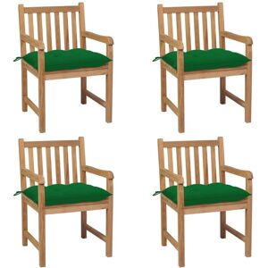 Conjunto de Sillas de Jardín VidaXL - Madera de Teca - Cojines Verdes - 4 piezas Conjunto de Sillas de Jardín VidaXL - Madera de Teca - Cojines Verdes - 4 piezas