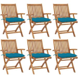 Sillas De Jardín Plegables 6 Uds Madera Maciza Teca Con Cojines Vidaxl Sillas De Jardín Plegables 6 Uds Madera Maciza Teca Con Cojines Vidaxl