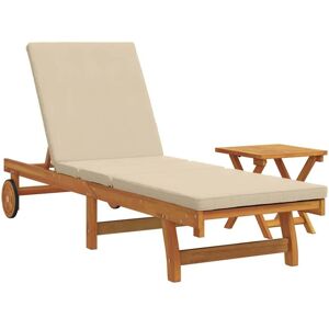 vidaXL Mesa de jardín - Plegable, Acacia, Beige vidaXL Mesa de jardín - Plegable, Acacia, Beige