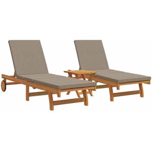 vidaXL Conjunto de Tumbonas - Madera de Acacia Plegable - 3 Piezas - Exterior vidaXL Conjunto de Tumbonas - Madera de Acacia Plegable - 3 Piezas - Exterior