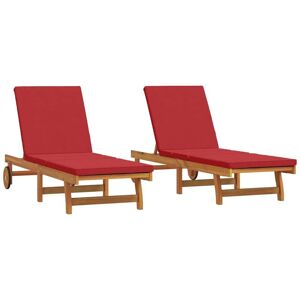 vidaXL Conjunto de 3 tumbonas de madera de acacia roja 65x200x84cm - Juego de Sillas vidaXL Conjunto de 3 tumbonas de madera de acacia roja 65x200x84cm - Juego de Sillas
