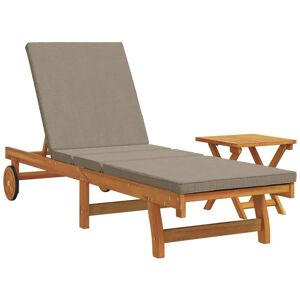vidaXL Conjunto de 2 tumbonas en taupe de madera de acacia maciza plegable - Conjunto de Sillas de Jardín vidaXL Conjunto de 2 tumbonas en taupe de madera de acacia maciza plegable - Conjunto de Sillas de Jardín
