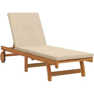 Vidaxl Tumbona de madera beige con ruedas Vidaxl Tumbona de madera beige con ruedas