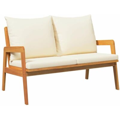vidaXL Crema, Madera de acacia natural, 100% poliéster - Sofá exterior vidaXL Crema, Madera de acacia natural, 100% poliéster - Sofá exterior
