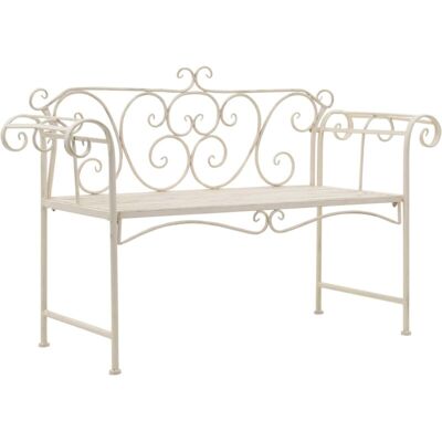 vidaXL Banco de jardín 132 cm metal blanco antiguo - Banco de jardín vidaXL Banco de jardín 132 cm metal blanco antiguo - Banco de jardín