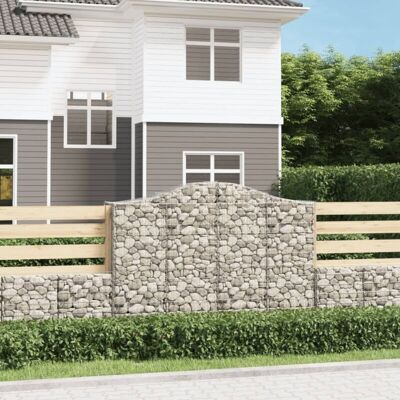 Cestas de gaviones arqueadas vidaXL - 10 pz, Hierro galvanizado, 200x50x140/160 cm - Gavión Cestas de gaviones arqueadas vidaXL - 10 pz, Hierro galvanizado, 200x50x140/160 cm - Gavión