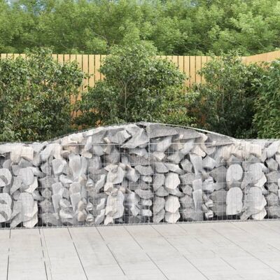 Cesta de gaviones arqueada vidaXL - 20 unidades, Hierro galvanizado, 400x50x80/100 cm - Decoración de jardín Cesta de gaviones arqueada vidaXL - 20 unidades, Hierro galvanizado, 400x50x80/100 cm - Decoración de jardín
