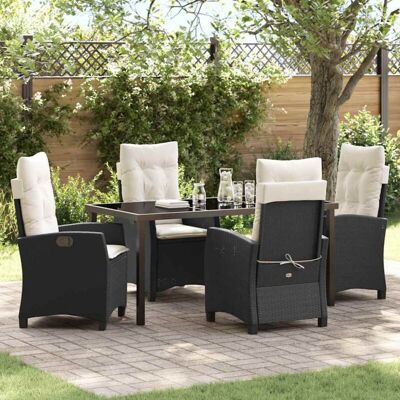 vidaXL - 5-Piece - Negro - Poliratan - Juego de comedor de jardín vidaXL - 5-Piece - Negro - Poliratan - Juego de comedor de jardín