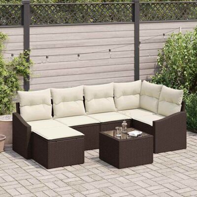 Conjunto de Comedor de Ratán Natural Resistente a la Intemperie - Muebles de Jardín Conjunto de Comedor de Ratán Natural Resistente a la Intemperie - Muebles de Jardín