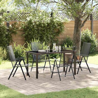 vidaXL - 5 piezas - Antracita - Acero - Conjunto de comedor para jardín vidaXL - 5 piezas - Antracita - Acero - Conjunto de comedor para jardín