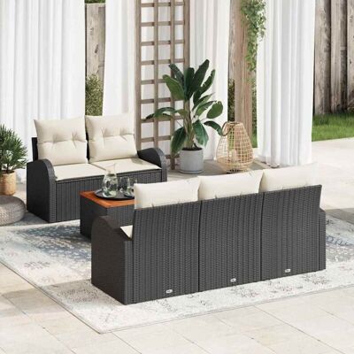 Conjunto de Sofá de Jardín Vidaxl de Acacia y Ratán Poli - 6 Piezas Conjunto de Sofá de Jardín Vidaxl de Acacia y Ratán Poli - 6 Piezas