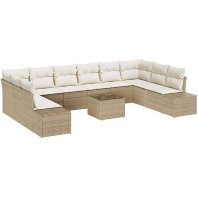 Conjunto de Sofá Modular de Jardín Beige de 11 Piezas - Muebles de Exterior Conjunto de Sofá Modular de Jardín Beige de 11 Piezas - Muebles de Exterior