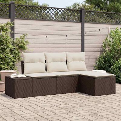 Conjunto de Sofá de Jardín VidaXL - Modular 4 Piezas Marrón y Blanco Conjunto de Sofá de Jardín VidaXL - Modular 4 Piezas Marrón y Blanco