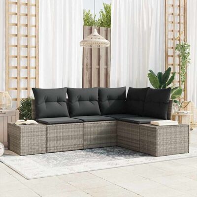 Conjunto de Sofá de Jardín VidaXL - Moderno en Ratán 4 Piezas Conjunto de Sofá de Jardín VidaXL - Moderno en Ratán 4 Piezas
