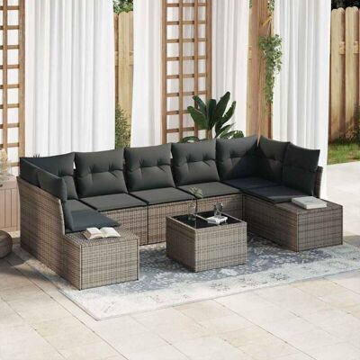 Conjunto de Sofás de Jardín Gris 8 Piezas - Solo Exterior Conjunto de Sofás de Jardín Gris 8 Piezas - Solo Exterior