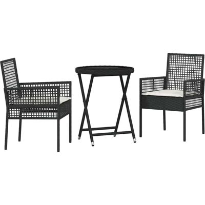 vidaXL - Bistro Garden Set - Negro - Conjunto de muebles de jardín vidaXL - Bistro Garden Set - Negro - Conjunto de muebles de jardín