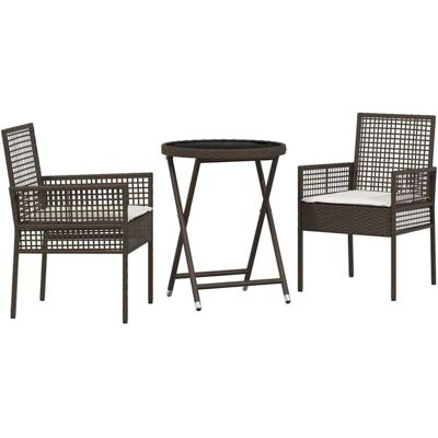 Vidaxl Juego de Jardín Bistro de 3 Piezas Marrón - Muebles de Exterior Vidaxl Juego de Jardín Bistro de 3 Piezas Marrón - Muebles de Exterior