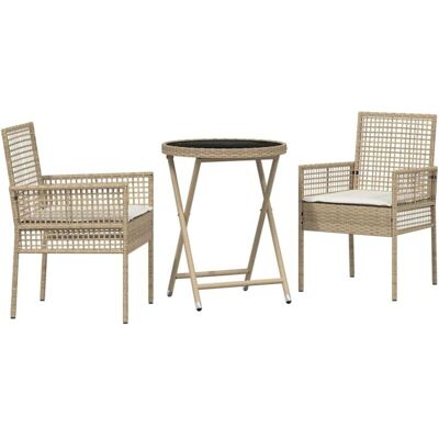 Vidaxl Juego de Jardín de Ratán Sintético Beige 3 pzas - Muebles de Exterior Vidaxl Juego de Jardín de Ratán Sintético Beige 3 pzas - Muebles de Exterior