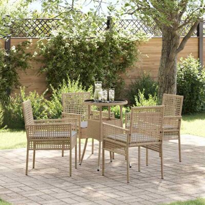 Conjunto de Comedor de Jardín Vidaxl - Moderno Beige y Gris - 4 Sillas - Exterior Conjunto de Comedor de Jardín Vidaxl - Moderno Beige y Gris - 4 Sillas - Exterior