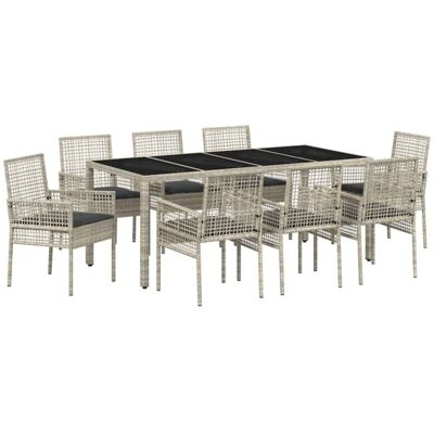 Conjunto de Comedor de Jardín de 9 Piezas - Mesa Rectangular Moderna, Para 8 Personas Conjunto de Comedor de Jardín de 9 Piezas - Mesa Rectangular Moderna, Para 8 Personas