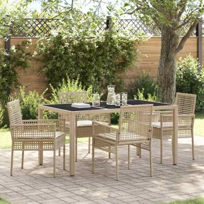 Conjunto de comedor para jardín - Beige Rectangular Polirattan 4 Asientos Conjunto de comedor para jardín - Beige Rectangular Polirattan 4 Asientos