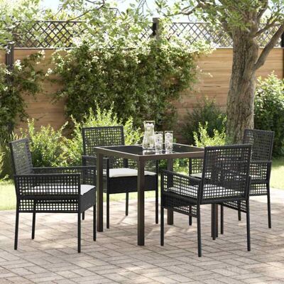 Vidaxl Conjunto de Comedor de Jardín Negro de 5 Piezas - Conjunto de Comedor Vidaxl Conjunto de Comedor de Jardín Negro de 5 Piezas - Conjunto de Comedor