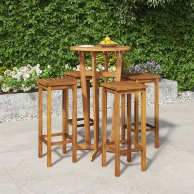 Mesa Y Taburetes Altos De Jardín 5 Pzas Madera Maciza Acacia Vidaxl Mesa Y Taburetes Altos De Jardín 5 Pzas Madera Maciza Acacia Vidaxl
