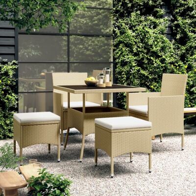 Vidaxl - Juego De Comedor Para Jardín De 5 Piezas Ratán Sintético Beige Vidaxl - Juego De Comedor Para Jardín De 5 Piezas Ratán Sintético Beige