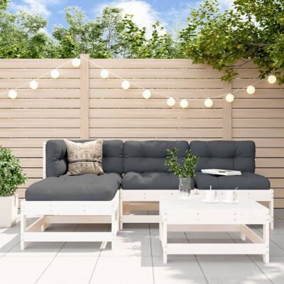Conjunto de Muebles de Jardín 5 Piezas Blanco Madera Conjunto de Muebles de Jardín 5 Piezas Blanco Madera