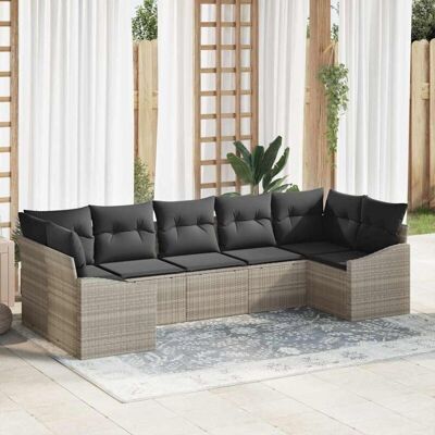 Conjunto de Sofá de Jardín Vidaxl 7 Piezas Ratán Sintético Gris Conjunto de Sofá de Jardín Vidaxl 7 Piezas Ratán Sintético Gris