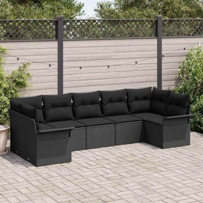 Conjunto de Sofá de Jardín Vidaxl - 7 Piezas Rattan Negro Conjunto de Sofá de Jardín Vidaxl - 7 Piezas Rattan Negro