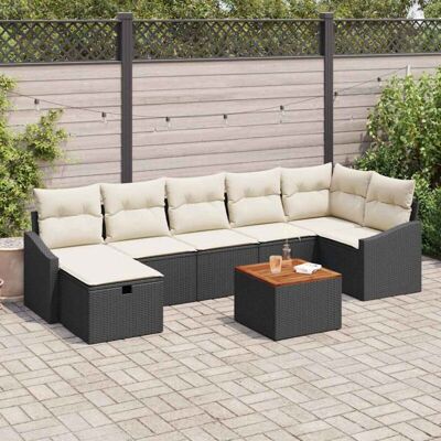Conjunto de sofá de jardín beige de 8 piezas - Muebles de jardín Conjunto de sofá de jardín beige de 8 piezas - Muebles de jardín