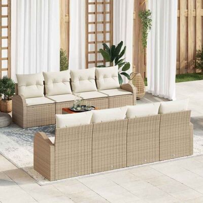 Conjunto de Sofás de Jardín Beige - Modular, Resistente a la Intemperie - 7 Piezas Conjunto de Sofás de Jardín Beige - Modular, Resistente a la Intemperie - 7 Piezas