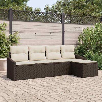 Vidaxl - Conjunto de Sofá de Jardín 5 Piezas Marrón Ratán Vidaxl - Conjunto de Sofá de Jardín 5 Piezas Marrón Ratán