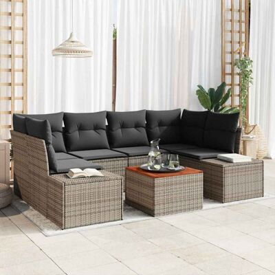 Conjunto de Sofá de Jardín Gris Acacia - Muebles de Exterior 7 piezas Conjunto de Sofá de Jardín Gris Acacia - Muebles de Exterior 7 piezas