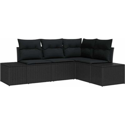 Conjunto de Sofá de Jardín Vidaxl - Modular y Negro para 4 Conjunto de Sofá de Jardín Vidaxl - Modular y Negro para 4
