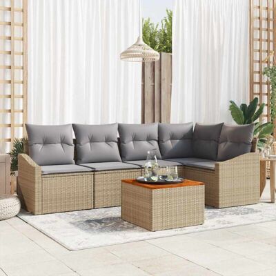 Conjunto de Sofá de Jardín Beige - Muebles Modulares de Ratán para Balcón Conjunto de Sofá de Jardín Beige - Muebles Modulares de Ratán para Balcón