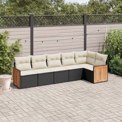 Set De Sofás De Jardín 6 Piezas Y Cojines Ratán Sintético Negro Vidaxl Set De Sofás De Jardín 6 Piezas Y Cojines Ratán Sintético Negro Vidaxl