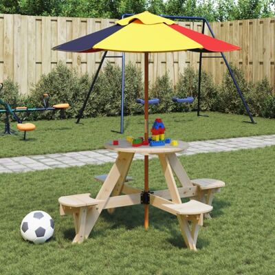 Mesa De Picnic Para 4 Niños Agujero Para Sombrilla Madera Abeto Vidaxl Mesa De Picnic Para 4 Niños Agujero Para Sombrilla Madera Abeto Vidaxl