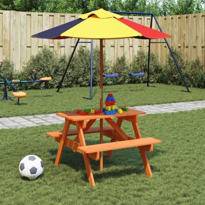 Mesa De Picnic Para 4 Niños Agujero Para Sombrilla Madera Abeto Vidaxl Mesa De Picnic Para 4 Niños Agujero Para Sombrilla Madera Abeto Vidaxl