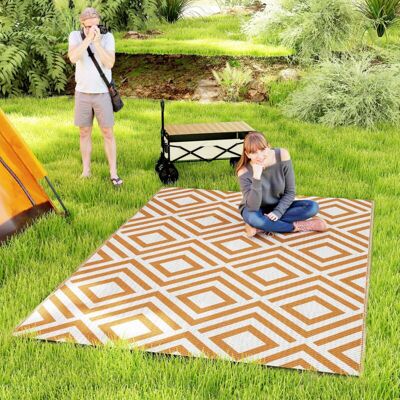 Outsunny Alfombra Exterior 182x274 Cm Alfombra Reversible De Plástico Impermeable Para Terraza Balcón Patio Camping Playa Rojo Y Blanco Outsunny Alfombra Exterior 182x274 Cm Alfombra Reversible De Plástico Impermeable Para Terraza Balcón Patio Camping Playa Rojo Y Blanco