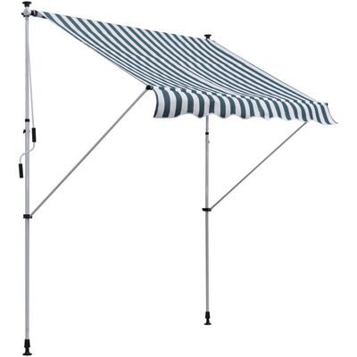 Outsunny - Toldo Manual Retráctil 2x1,5 M Toldo Exterior Terraza Enrollable Altura Ajustable Con Manivela 170-280 Cm Sin Taladro Verde Y Blanco Outsunny - Toldo Manual Retráctil 2x1,5 M Toldo Exterior Terraza Enrollable Altura Ajustable Con Manivela 170-280 Cm Sin Taladro Verde Y Blanco