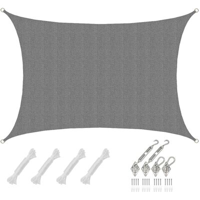 Amanka - 3x4 Toldo Parasol Impermeable - Vela De Sombra Rectangular Con Fijación Inox Amanka - 3x4 Toldo Parasol Impermeable - Vela De Sombra Rectangular Con Fijación Inox