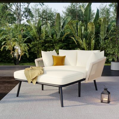 JHY DESIGN Sofá De Jardín Con 2 Cojines Y 2 Almohadas, Tumbona De Exterior, Conjunto De Salón De Jardín, Conjunto De Muebles De Balcón, Muebles De Jardín, Muebles De Patio JHY DESIGN Sofá De Jardín Con 2 Cojines Y 2 Almohadas, Tumbona De Exterior, Conjunto De Salón De Jardín, Conjunto De Muebles De Balcón, Muebles De Jardín, Muebles De Patio