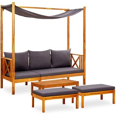 HELLOSHOP26 Banco De Jardín Muebles De Terraza Exterior Con Mesa Y Reposapiés 179 X 66 X 180 Cm Madera Maciza De Acacia 020011641 HELLOSHOP26 Banco De Jardín Muebles De Terraza Exterior Con Mesa Y Reposapiés 179 X 66 X 180 Cm Madera Maciza De Acacia 020011641