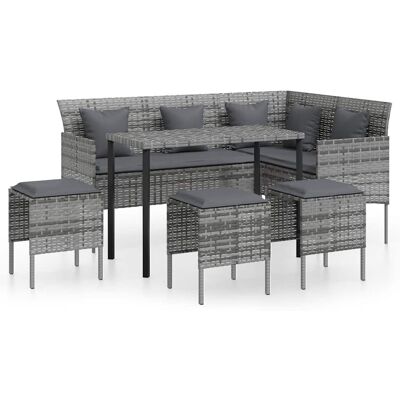 Set de Sofás de Exterior en Forma de L gris - Muebles de Jardín Set de Sofás de Exterior en Forma de L gris - Muebles de Jardín